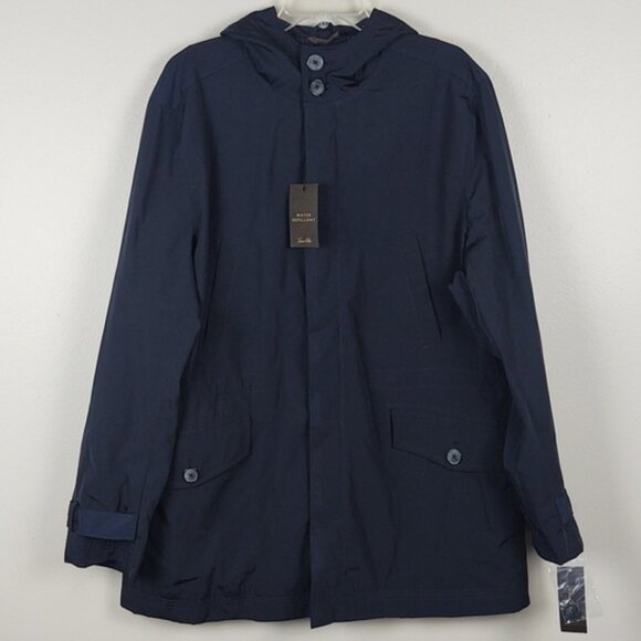NWT Tasso Elba Raincoat Navy Blue Midlength Versatile All Seasons XL - Picture 1 of 13